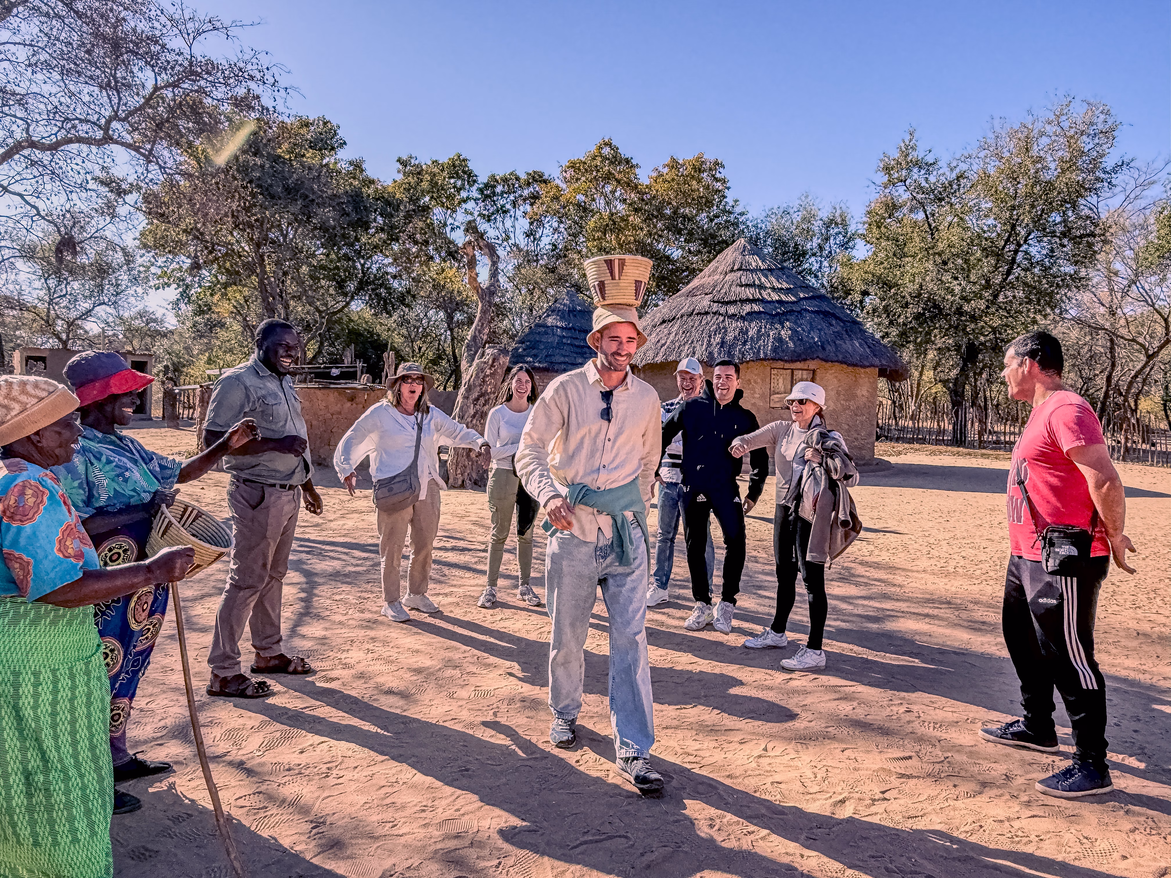 Guests dancing with the family at Gogo Dube's homestead