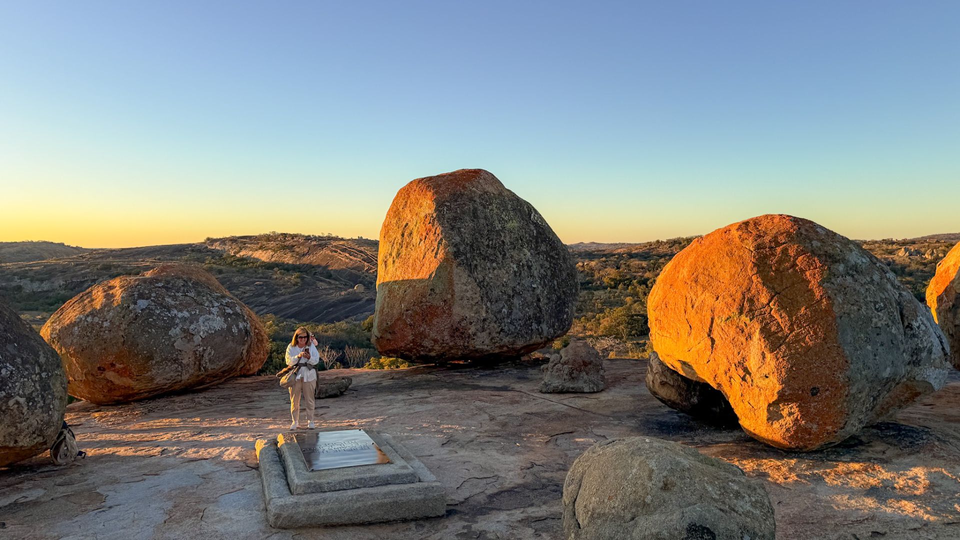 Sunset over Matobo granite domes stretching to the horizon from World's View lookout