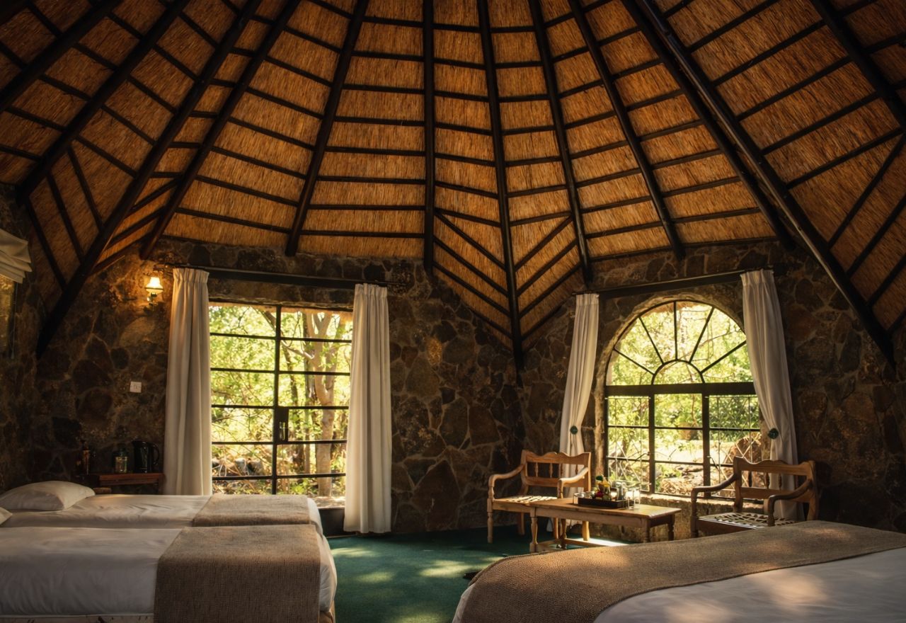 Family chalet with a king bed and additional single beds
