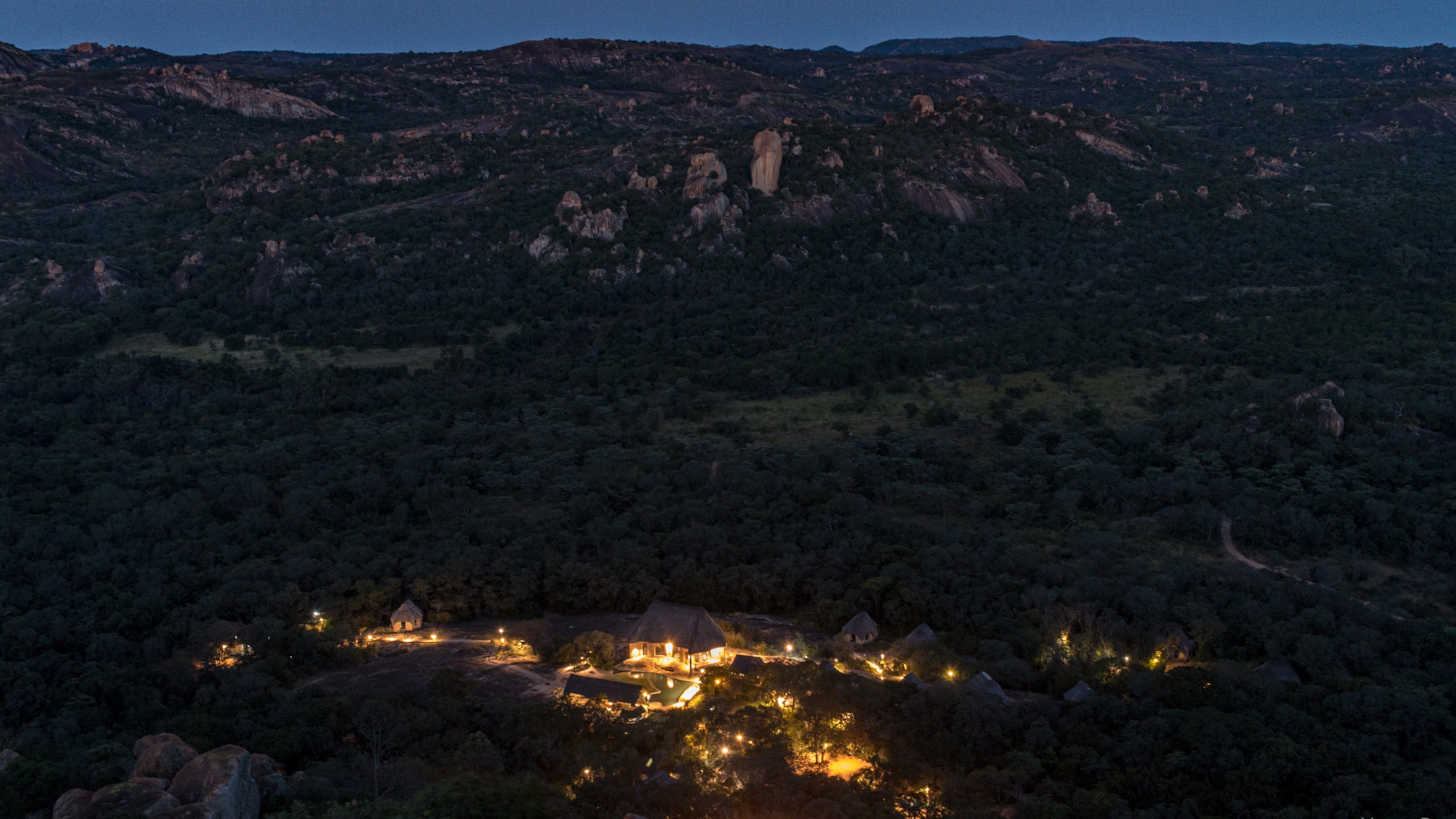 Matobo Hills Lodge set into the granite hills