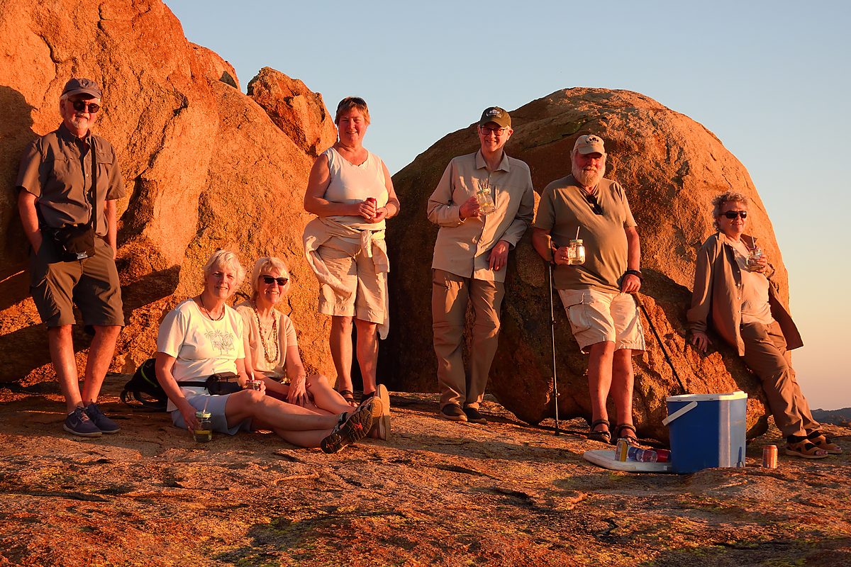 Guests at World's View sundowners in the Matobo Hills