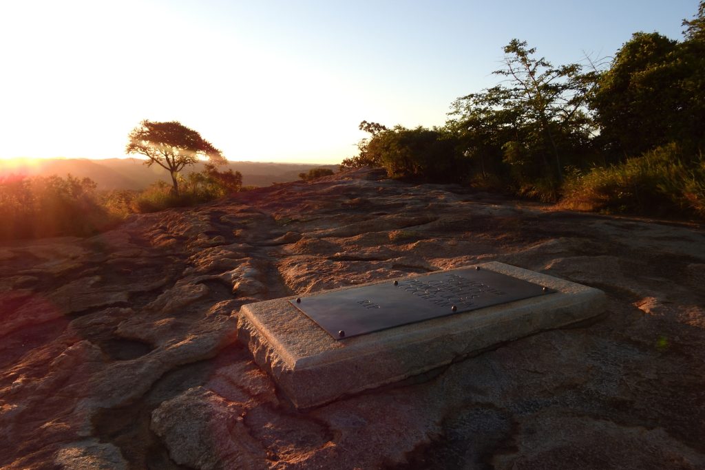 Cecil Rhodes' grave and the surrounding granite at World's View in evening light
