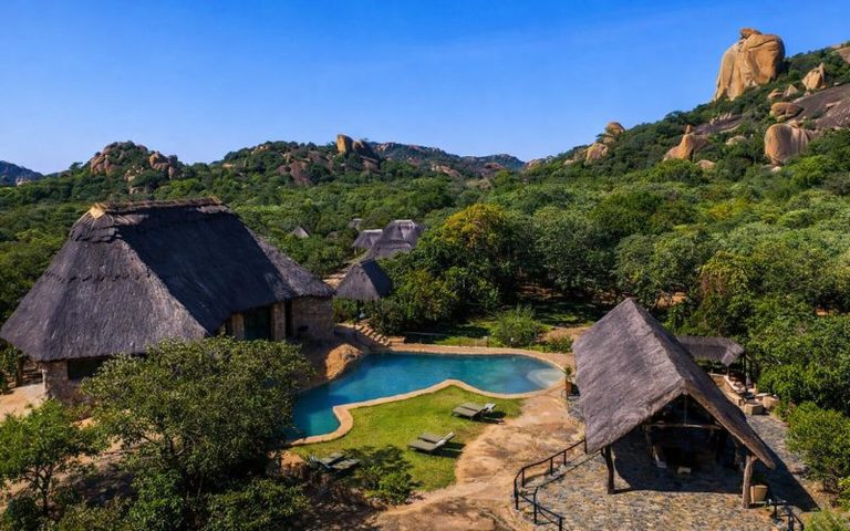 The lodge's rock pool set among granite boulders